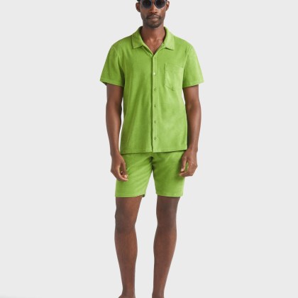 Vilebrequin - Solid Unisex-bowling-hemd Aus Baumwolle - Hemd - Charli - Grün - Größe M – Bild 5