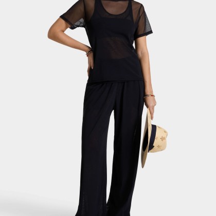 Vilebrequin - Solid Tüllhose Mit Weitem Bein Für Damen - Hose - Line - Schwarz - Größe L – Bild 3