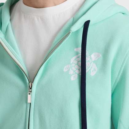 Vilebrequin - Baumwoll-cardigan Mit Durchgehendem Reißverschluss Und Großer Schildkrötenstickerei Für Herren - Sweatshirt - Malanti - Grün - Größe M – Bild 6