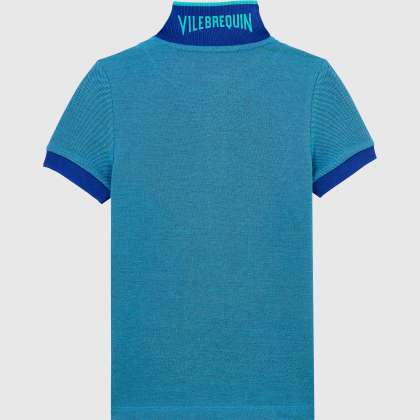 Vilebrequin - Polohemd Aus Baumwollpikee Mit Changierendem Effekt Für Jungen - Polohemd - Pantin - Blau - Größe 4 – Bild 2