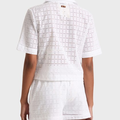 Vilebrequin - Geometrisches Broderie-anglaise Shirt Für Damen - Tunika - Fallon - Weiss - Größe M – Bild 4