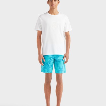 Vilebrequin - T-shirt Aus Baumwolle Mit Farblich Passender Schildkrötenstickerei Für Herren - T-shirt - Portisol - Weiss - Größe L – Bild 3