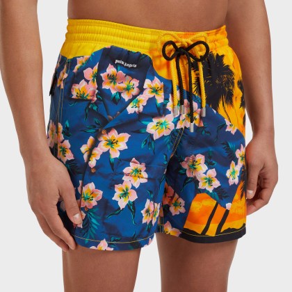 Vilebrequin - Hawaiian Mix Badeshorts Für Herren - Vbq X Palm Angels - Bademode - Moorea - Gelb - Größe M – Bild 6