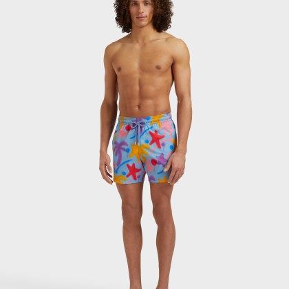Vilebrequin - Kurze Spray Paint Stretch-badeshorts Für Herren - Vbq X Palm Angels - Bademode - Monrise - Blau - Größe XXL – Bild 3