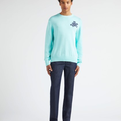 Vilebrequin - Turtle Rundhalspullover Aus Baumwolle Und Kaschmir Für Herren - Pullover - Rayol - Blau - Größe XXL – Bild 3