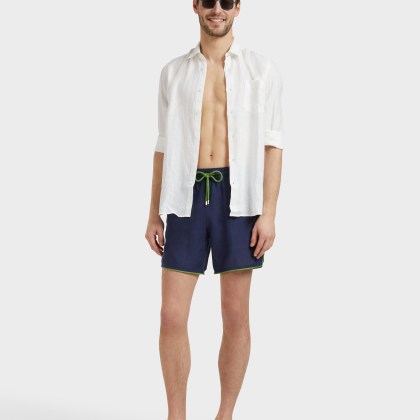 Vilebrequin - Solid Badeshorts Aus Leinen Für Herren - Bademode - Mallorca - Blau - Größe L – Bild 5