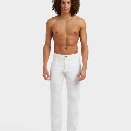 Vilebrequin - Solid Leinenhose Mit Geradem Schnitt Für Herren - Hose - Panache - Weiss - Größe M – Bild 3