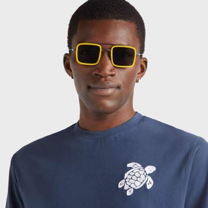 Vilebrequin - T-shirt Aus Bio-baumwolle Mit Aufgestickter, Großer Schildkröte Für Herren - T-shirt - Partisol - Blau - Größe XXL – Bild 6