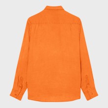 Vilebrequin - Einfarbiges Hemd Aus Leinen Für Herren - Hemd - Caroubis - Orange - Größe M