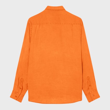 Vilebrequin - Einfarbiges Hemd Aus Leinen Für Herren - Hemd - Caroubis - Orange - Größe XXL – Bild 2