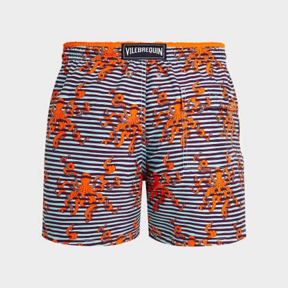 Vilebrequin - Zweifarbige Octopus Badeshorts Mit Streifen Für Herren - Bademode - Moka - Blau - Größe XL – Bild 2