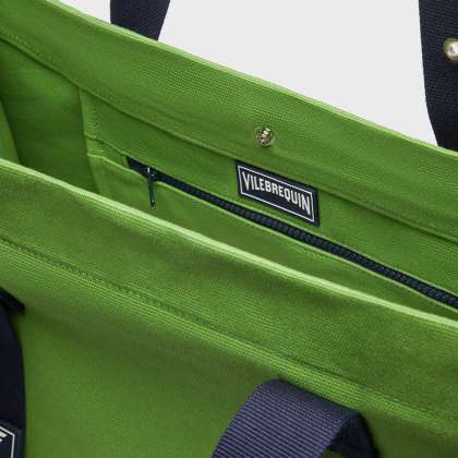 Vilebrequin - Große Einfarbige Strandtasche Aus Baumwolle - Strandtasche - Bagsu - Grün - Größe OSFA – Bild 3