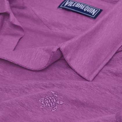 Vilebrequin - Einfarbiges Polohemd Aus Leinenjersey Für Herren - Polohemd - Pyramid - Violett - Größe M – Bild 6