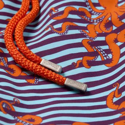 Vilebrequin - Zweifarbige Octopus Badeshorts Mit Streifen Für Herren - Bademode - Moka - Blau - Größe M