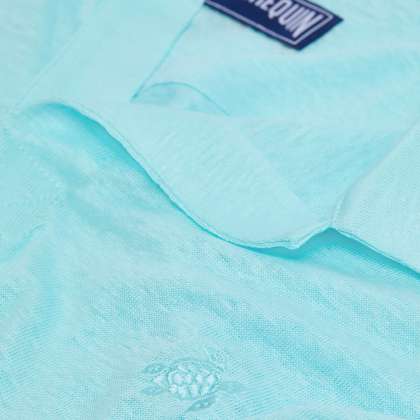 Vilebrequin - Einfarbiges Polohemd Aus Leinenjersey Für Herren - Polohemd - Pyramid - Blau - Größe XL – Bild 6