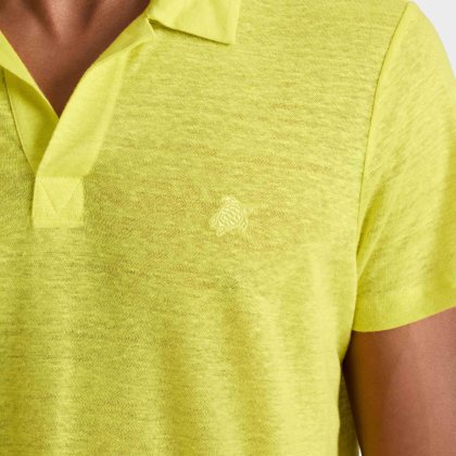 Vilebrequin - Einfarbiges Polohemd Aus Leinenjersey Für Herren - Polohemd - Pyramid - Grün - Größe XL