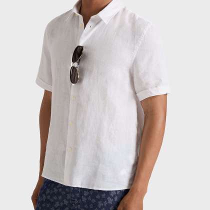 Vilebrequin - Herren-bowlinghemd Aus Leinen – Uni - Hemd - Courbis - Weiss - Größe XXL – Bild 3