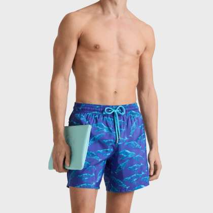 Vilebrequin - Ultraleichte Und Verstaubare Sparkling Whales Badeshorts Für Herren - Bademode - Mahina - Blau - Größe XXXL – Bild 3