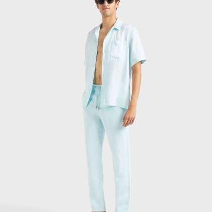 Vilebrequin - Solid Leinenhose In Regulärer Passform Für Herren - Hose - Parc - Blau - Größe XXL – Bild 5