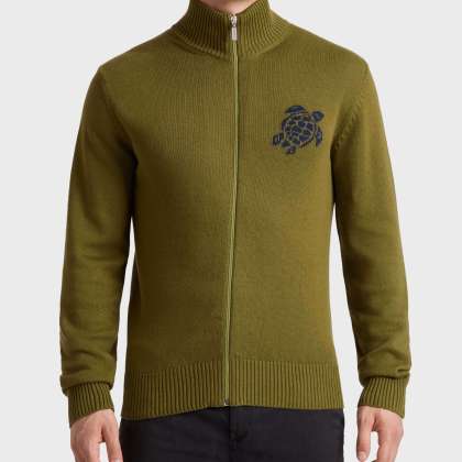 Vilebrequin - Turtle Pullover Mit Reißverschluss Aus Baumwolle Und Kaschmir Für Herren - Pullover - Petrus - Grün - Größe XL – Bild 3