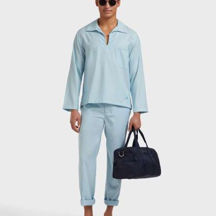 Vilebrequin - Figurbetontes Micro Rayures Cabanhemd Aus Wolle Für Herren - Hemd - Comores - Blau - Größe XXXL – Bild 5