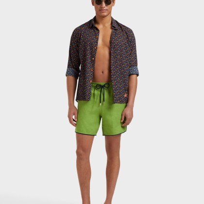 Vilebrequin - Solid Badeshorts Aus Leinen Für Herren - Bademode - Mallorca - Grün - Größe L – Bild 5