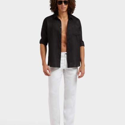 Vilebrequin - Solid Leinenhose Mit Geradem Schnitt Für Herren - Hose - Panache - Weiss - Größe M – Bild 5