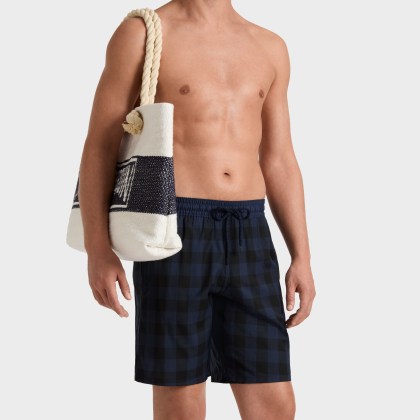 Vilebrequin - Lange Macro Check Tartan Badeshorts Aus Ultradünner Wolle Für Herren - Bademode - Okognus - Blau - Größe XXXL – Bild 3