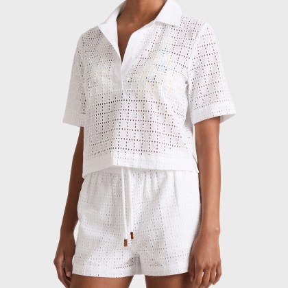 Vilebrequin - Geometrisches Broderie-anglaise Shirt Für Damen - Tunika - Fallon - Weiss - Größe M – Bild 3