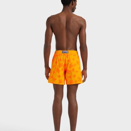 Vilebrequin - Beflockte Ronde Des Tortues Badeshorts Für Herren - Bademode - Moorea - Orange - Größe L – Bild 4