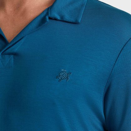 Vilebrequin - Einfarbiges Polohemd Aus Tencel Für Herren - Polohemd - Pirinol - Blau - Größe XL – Bild 5