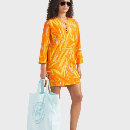 Vilebrequin - Madrague Kaftan Aus Baumwolle Und Seide Für Damen - Kaftan - Lucille - Orange - Größe M – Bild 4
