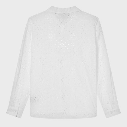 Vilebrequin - Damen Hemdbluse Mit Floraler Lochstickerei - Hemd - Frankie - Weiss - Größe M – Bild 2