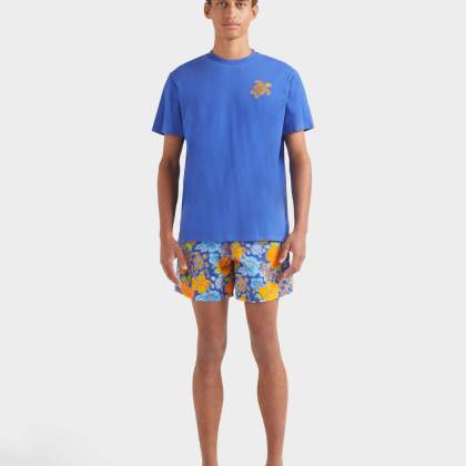Vilebrequin - T-shirt Aus Bio-baumwolle Mit Aufgestickter, Großer Schildkröte Für Herren - T-shirt - Partisol - Blau - Größe XL – Bild 3