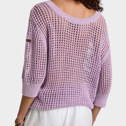 Vilebrequin - Solid Häkelpullover Für Damen - Pullover - Linh - Violett - Größe XL – Bild 4