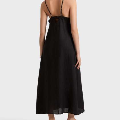 Vilebrequin - Damen Maxikleid Aus Leinen - Kleid - Loreon - Schwarz - Größe S – Bild 4