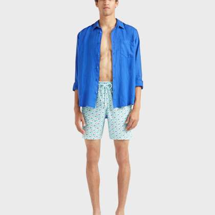 Vilebrequin - Lange Micro Ronde Des Tortues Rainbow Stretch-badeshorts Für Herren - Bademode - Okorise - Blau - Größe XXXL