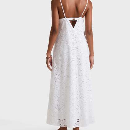 Vilebrequin - Maxi-kleid Aus Broderie Anglaise Mit V-ausschnitt - Tunika - Lizze - Weiss - Größe S – Bild 4