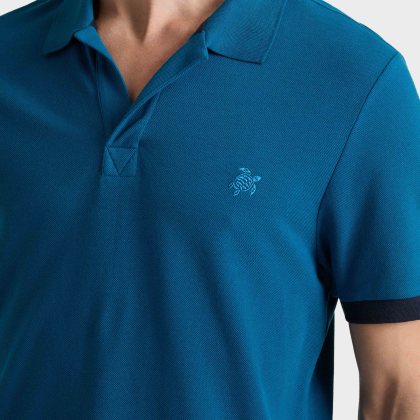 Vilebrequin - Solid Polohemd Aus Baumwolle Für Herren - Polohemd - Palatin - Blau - Größe XL – Bild 5