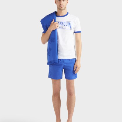 Vilebrequin - T-shirt Aus Leichtem Baumwolljersey Mit Zweifarbigem Logo Für Herren - T-shirt - Portisol - Blau - Größe XL