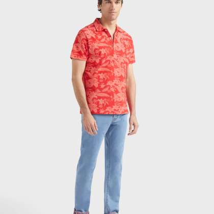 Vilebrequin - Baumwoll-polohemd Mit Lightening Flower-print Für Herren - Polohemd - Moussure - Rot - Größe L