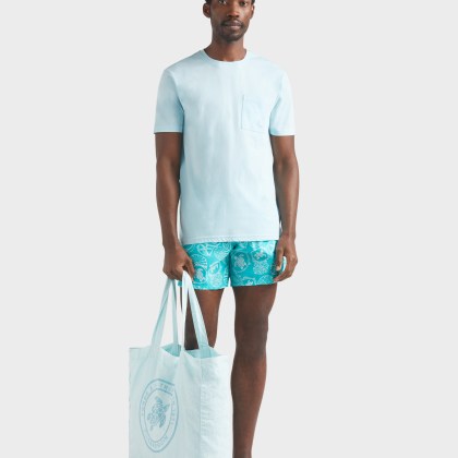 Vilebrequin - Solid T-shirt Aus Bio-baumwolle In Naturfarben Für Herren - T-shirt - Titan - Blau - Größe M – Bild 5