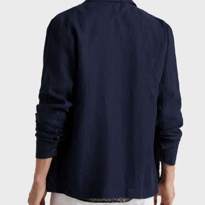 Vilebrequin - Herren-leinen-overshirt Uni - Jacke - Corentin - Blau - Größe S – Bild 4