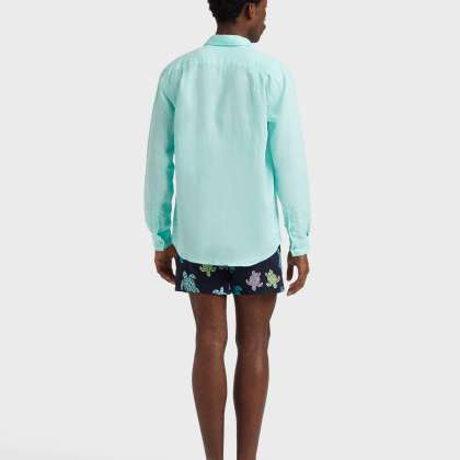 Vilebrequin - Einfarbiges Hemd Aus Leinen Für Herren - Hemd - Caroubis - Grün - Größe XXL – Bild 4