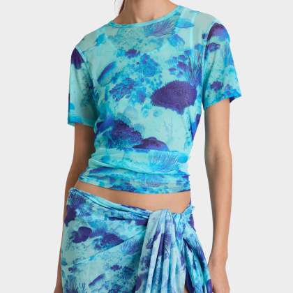 Vilebrequin - Coral Reef T-shirt Mit Tüll Für Damen - T-shirt - Lillie - Blau - Größe M – Bild 3