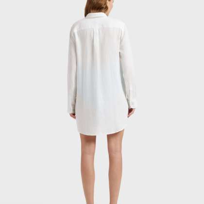 Vilebrequin - Solid Hemdkleid Aus Leinen Für Damen - Kleid Im Hemd-stil - Fragance - Weiss - Größe L – Bild 4