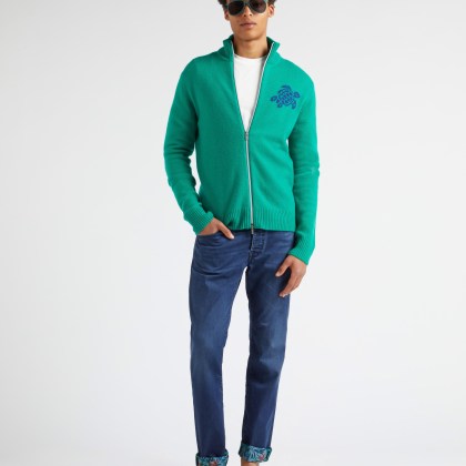 Vilebrequin - Turtle Pulloverjacke Aus Kaschmir Und Wolle Für Herren - Pullover - Juan - Grün - Größe S – Bild 5
