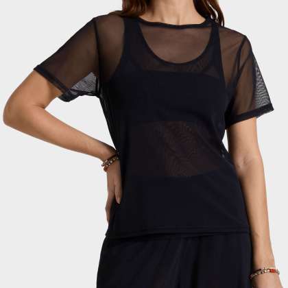 Vilebrequin - Solid T-shirt Mit Tüll Für Damen - T-shirt - Lillie - Schwarz - Größe L – Bild 3