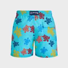 Vilebrequin - Ronde Des Tortues Tricot Badeshorts Für Herren – Vilebrequin X Falke - Bademode - Moorea - Blau - Größe XS