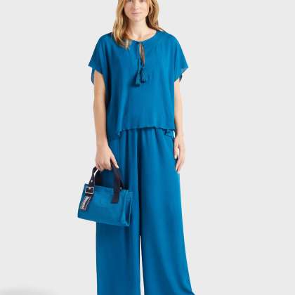 Vilebrequin - Hose Aus Viskose Mit Weitem Bein Für Damen - Hose - Line - Blau - Größe L